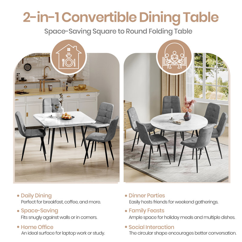 6 - Person Dining Set, Black, White