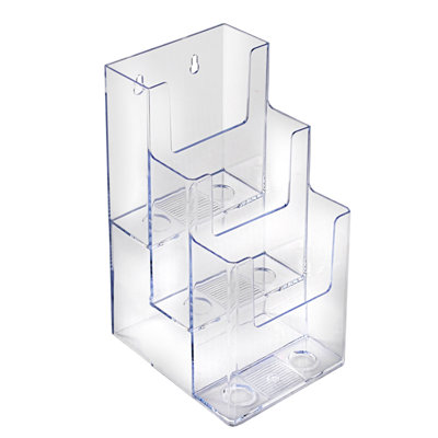 Three-Tier, Three-Pocket Trifold Brochure Holder, 2-Pack