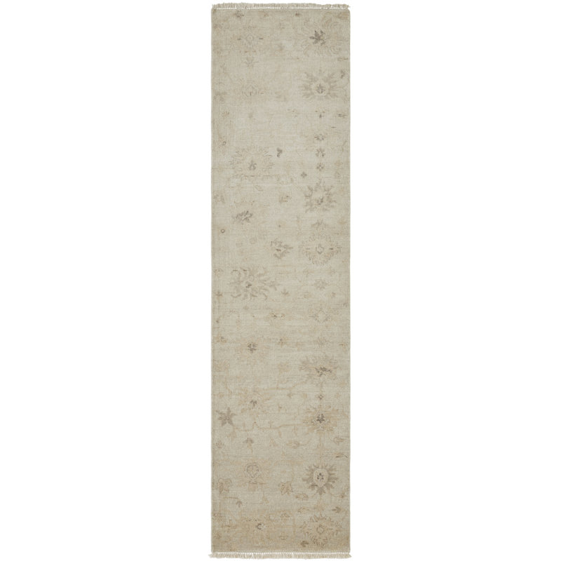 Wool Oriental Area Rug in Beige, Runner 2'6" x 10'
