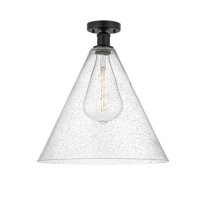 Anirud Glass Semi Flush Mount, Matte Black, 18.75" H x 16" W x 16" D