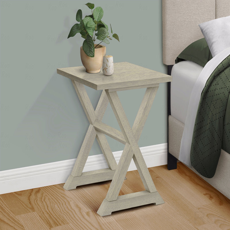Table d'appoint, table de bout, table d'appoint, carré, table de chevet, lampe, transitionnel, Beige