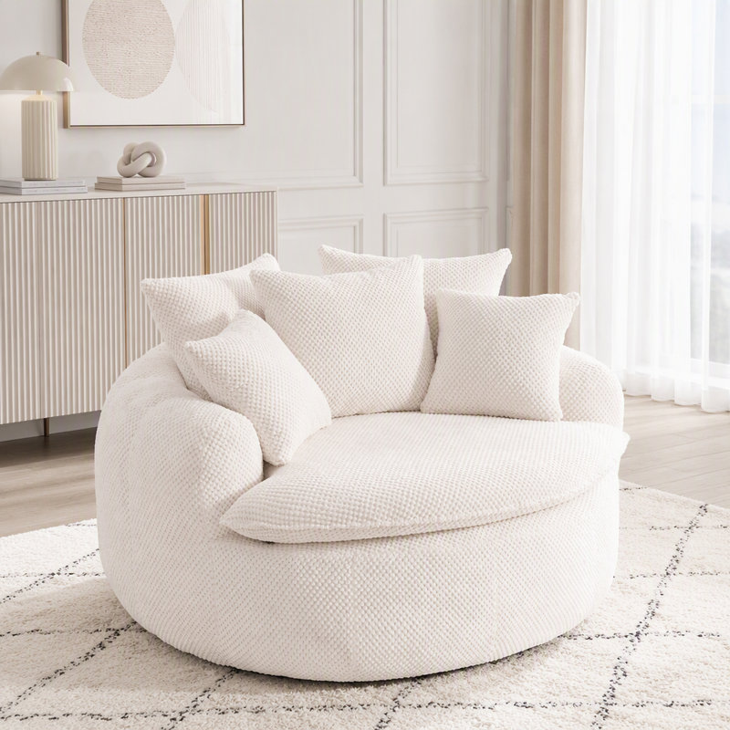 Chaise longue surdimensionnée en forme de citrouille désossée, Tissu beige, 1