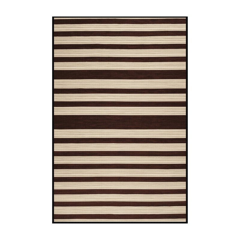 Tapis noir à rayures horizontales lavable à la machine, Rectangle 2 pi x 3 pi