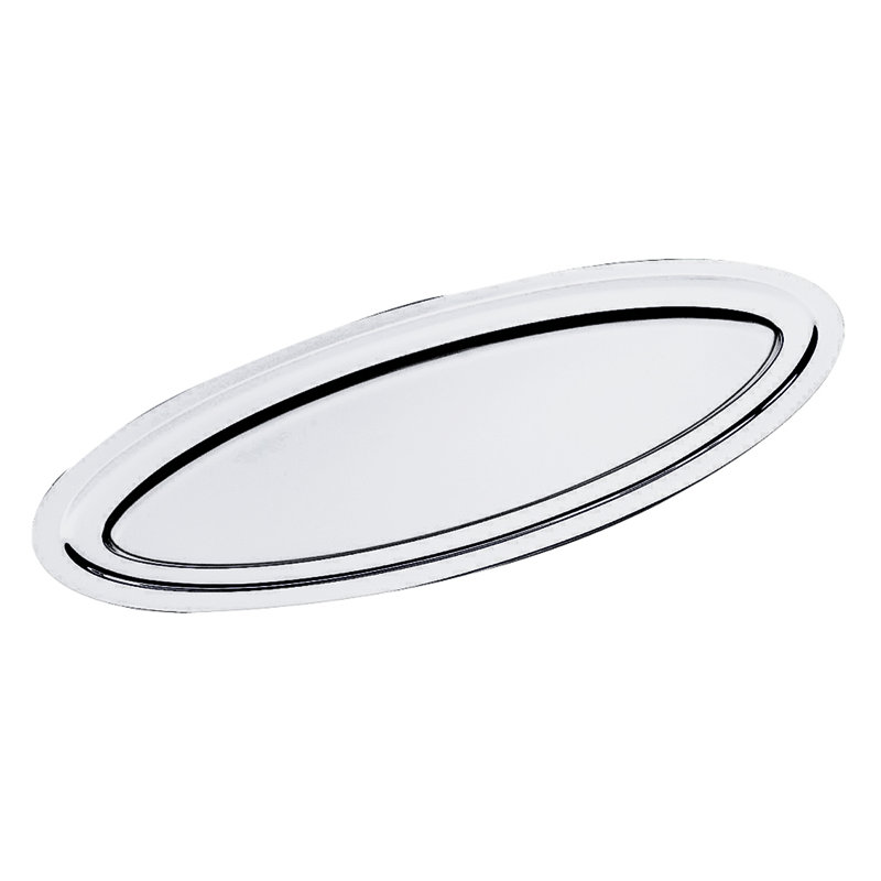 Plat à poisson ovale avec bords renforcés menu et banquet - 6 pièces - Acier inoxydable, 0.79" H x 21.65" L x 9.45" W