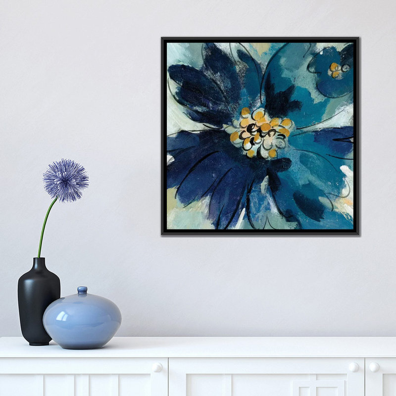«Inky Floral III» par Silvia Vassileva, impression sur toile tendue, H 26 po x l 26 po x P 1,5 po, Toile avec cadre noir