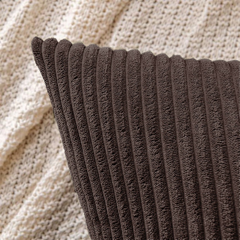Striped Square Euro Pillow Cover, Coffee