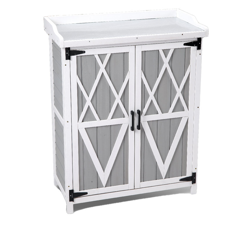Cabinet d'extérieur avec table en métal