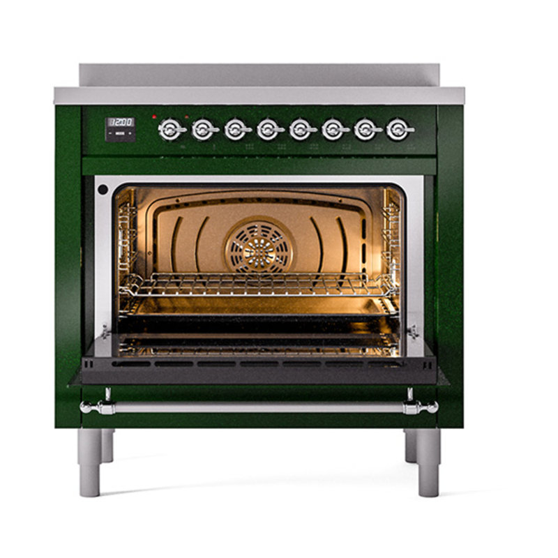 ILVE Nostalgie II Noblesse 36 in Induction Range, Emerald Green/Chrome