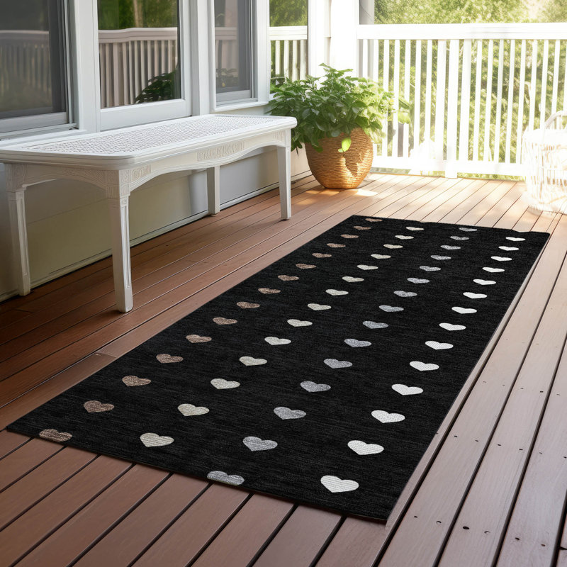 Machine Washable Indoor/Outdoor Chantille ACN2510 Kids Rug, Runner 2'3" x 7'6", Black