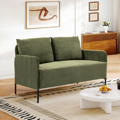132cm Modern Chenille Upholstered Loveseat Sofa