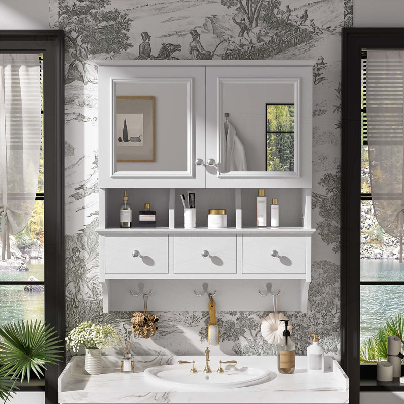 Pharmacie murale 24 pouces avec tiroirs, Blanc