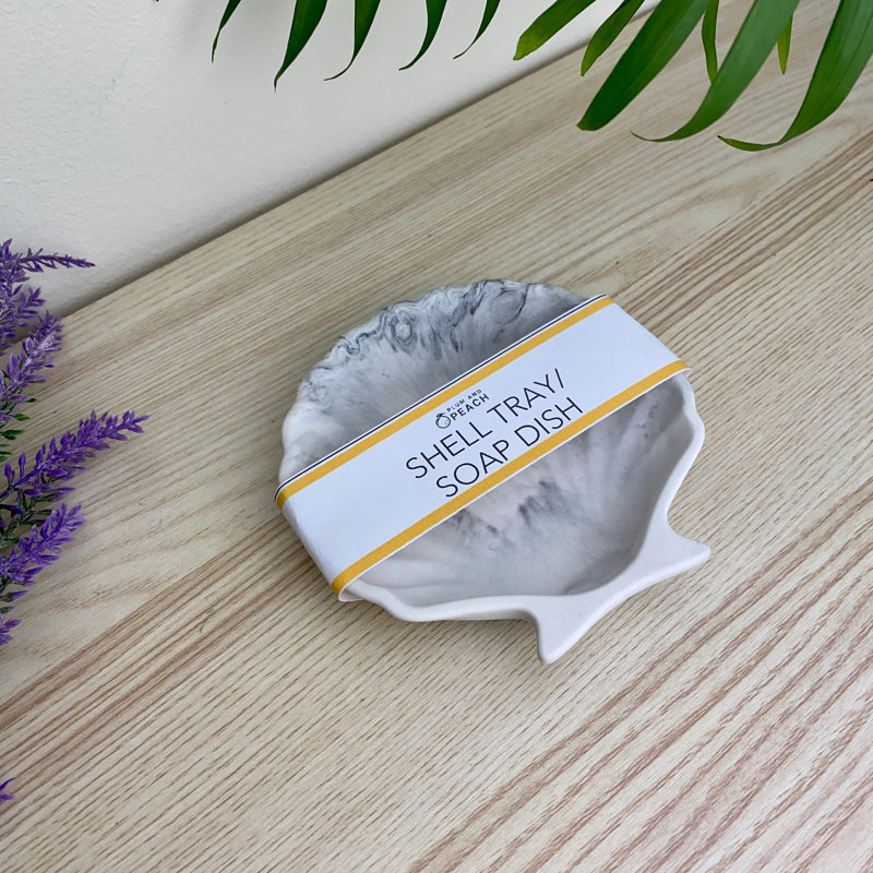 Shell Trinket Tray/ Soap Dish, Grey