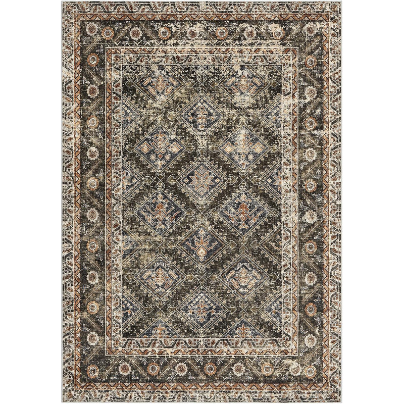 Area RugsWashable Rugs for Living RoomVintage Boho for OfficeDining RoomKids Room and FarmhouseDurable Low Pile Non-Slip Area Rug