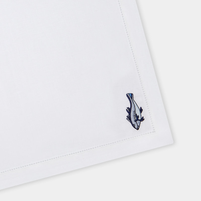 Marine Motif Embroidered Linen Napkins