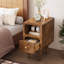 Table de chevet étroite, table de chevet en bois massif avec tiroirs, table de chevet moderne en noyer médiéval, petite table d'appoint avec support de rangement ouvert, convient aux chambres à coucher (12 pouces)-1699720154-1701659405