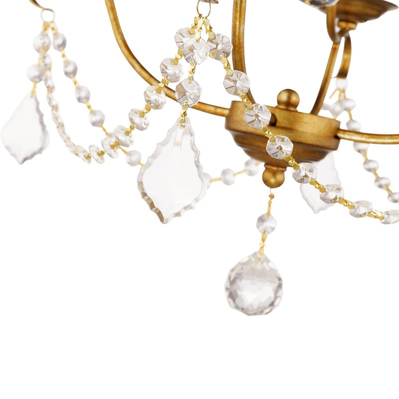 Lustre empire 4 lumières Deshaunte, Feuille d'or antique
