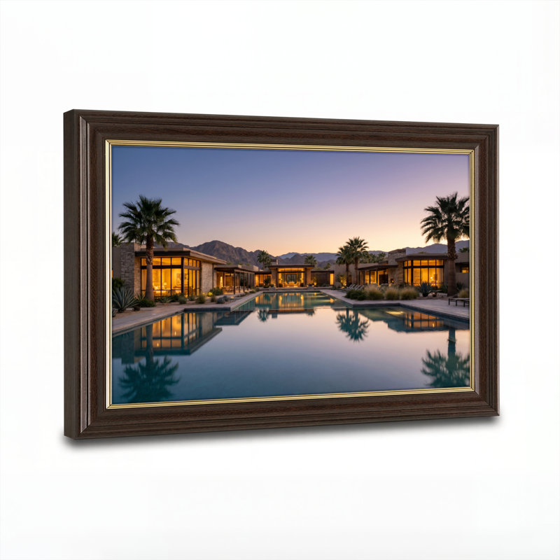 Natural Oak-Look Framed,Canvas Wall Art for Living Room, Bedroom, Office or Entryway – Decorative Wall Decor with Desert Oasis
