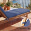 Ensemble de 2 coussins de chaise longue d'extérieur avec mousse à haute densité et 6 attaches, pour patio et bord de piscine, bleu marine