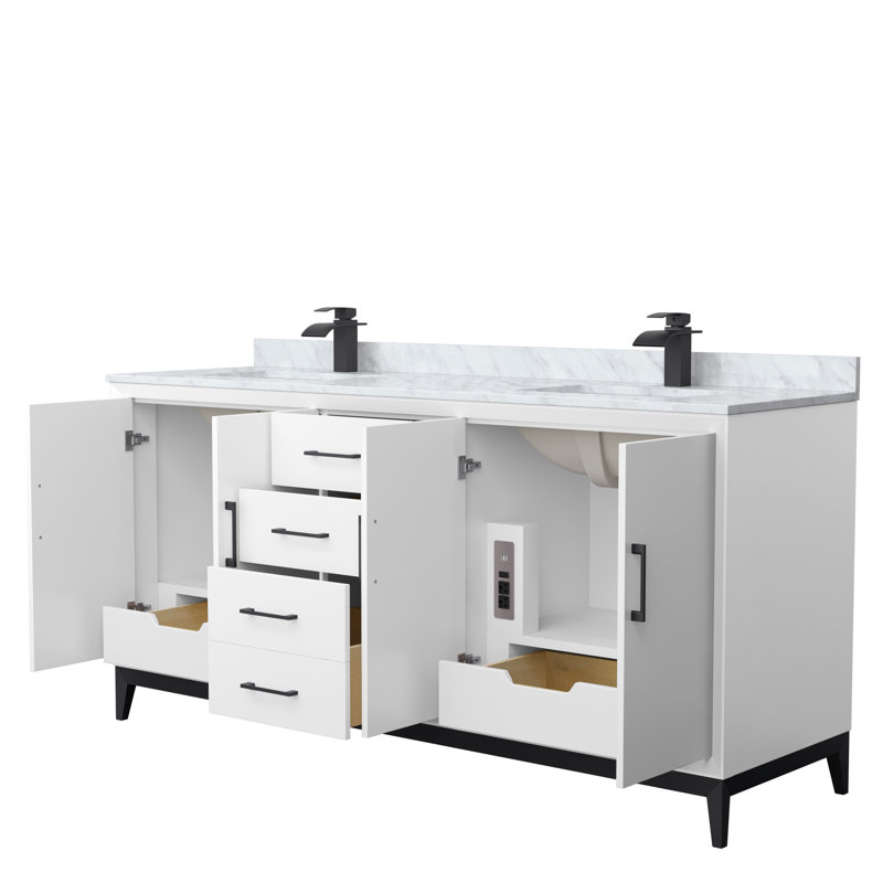 72'' W Double Vanity, Matte Black
