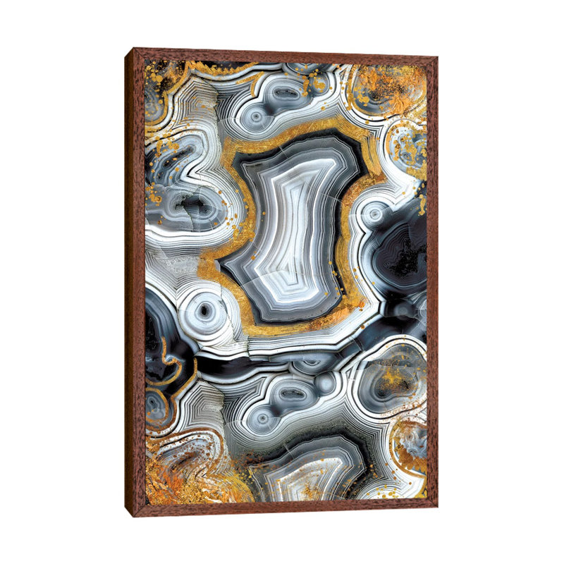 Geode Onyx - Print on Canvas, 66.04 cm H x 45.72 cm W, Brown Floater Framed