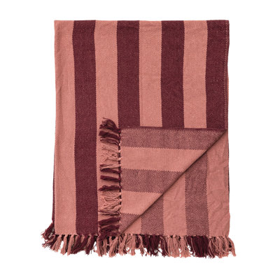 Recycled Cotton Stripe Fringe Throw