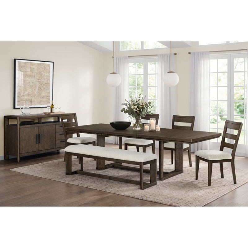Danity 80'' Wide Dining Table with Leaf, Dark Oak
