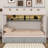 Castle Style Bunk Bed With 2 Storage Drawers, Wood Kids Bunk Bed Frame With Open Shelf And LED-1355625166-1355625161