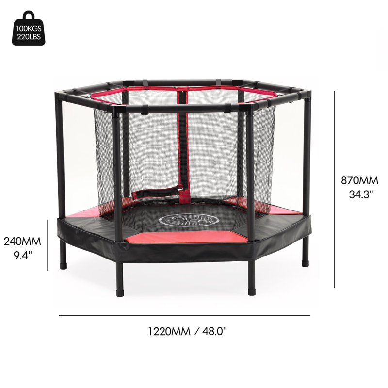 Trampoline d'intérieur pour tout-petits de 48 pi Fitueyes, Rouge