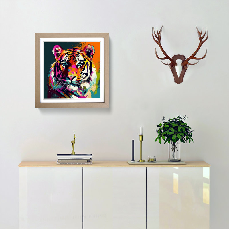 Tiger Pop Art - Framed Print, Oak