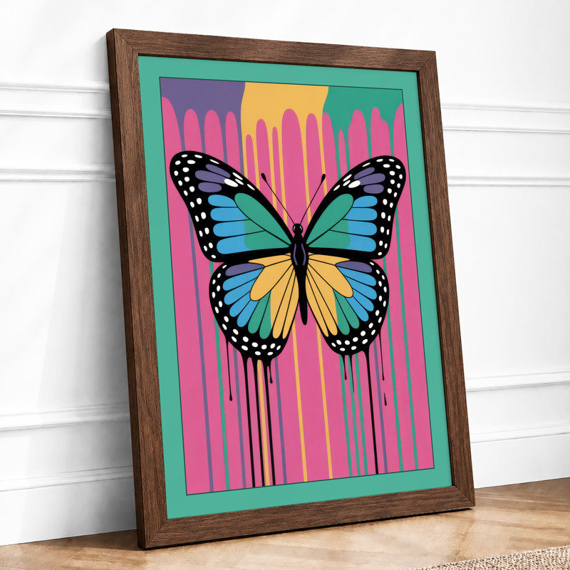 Butterfly In Colour Modern - Print, A2 - 59.4 x 42.0 cm, Walnut