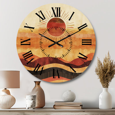 Sunset over Atomic Horizon - Abstract Round Metal Wall Clock
