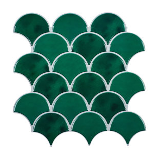 10" x 10" Peel and Stick Gel Backsplash Fish Scale Mosaic Tile