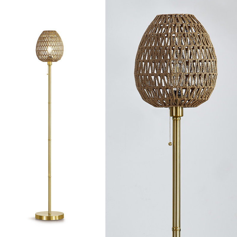 Rakan 68'' Traditional Floor Lamp, Laiton brossé