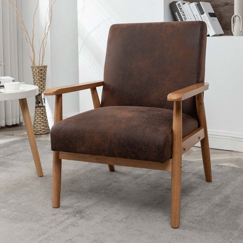 Chaise à accoudoirs classique classique de style Mid-Century avec fabrication en bois massif, conception effilée et accoudoirs confortables pour toute pièce