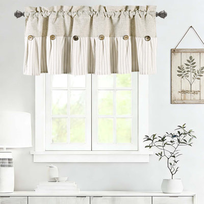 Rideau cantonnière plissé à rayures en mélange de coton Farmhouse Rustic Beige