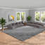 Élégant canapé modulaire en chenille gris, conception modulaire moderne pour la maison