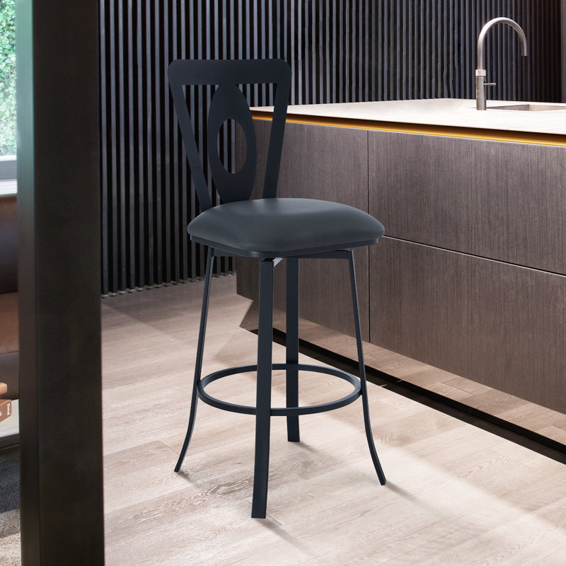 Tabouret de bar Forseti, Noir mat, Tabouret de bar (assise de 30 po de hauteur)