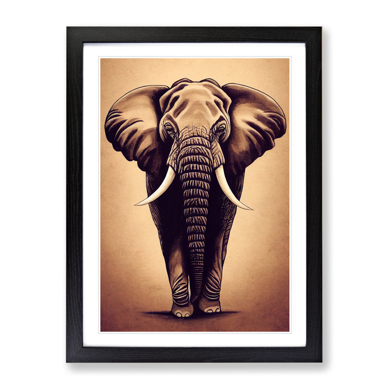Magnificent Elephant - Framed Print, Black, 64cm H x 46cm W x 2cm D