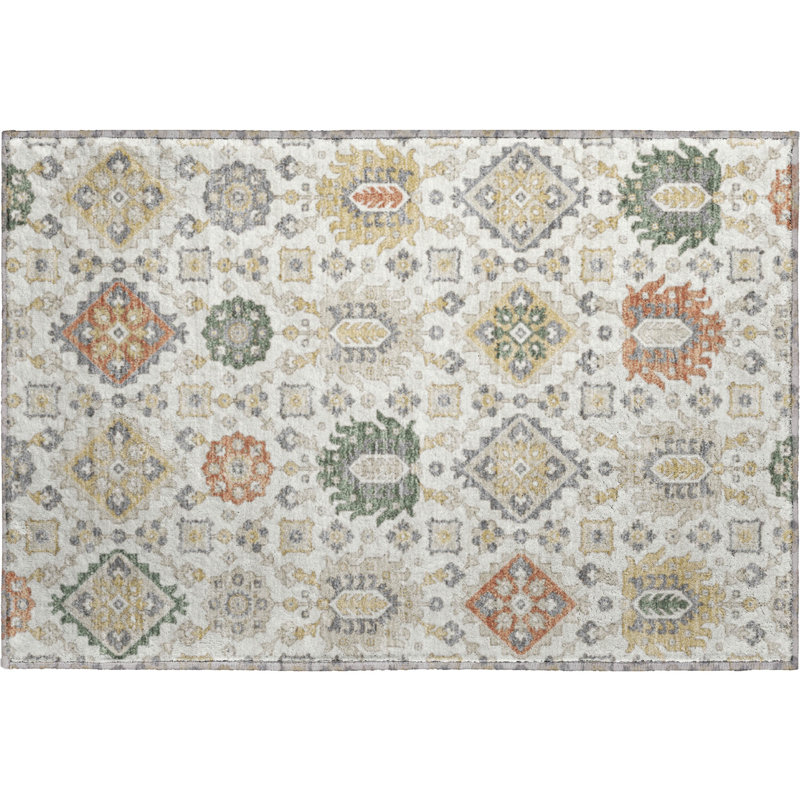 Premium Machine Washable Mayfield AMF2200 bohemian Rug, 1'8" x 2'6", Ivory
