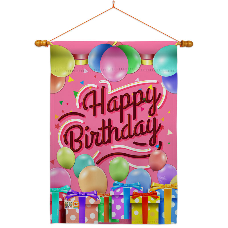 Ensemble de drapeaux en polyester 40 x 28 po Celebrate Happy Birthday