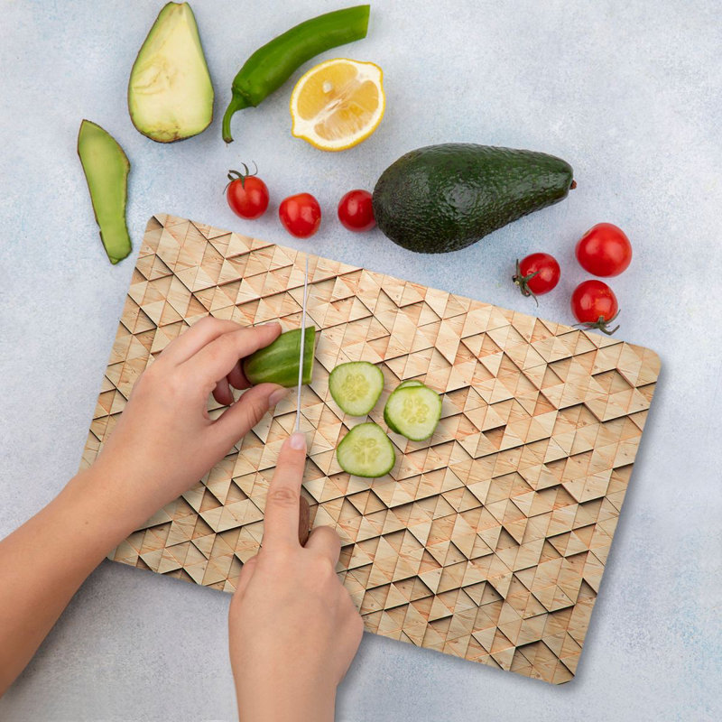 Planche à découper en verre trempé Flourish, 7,9 po x 11,8 po | 100% antibactérien, surface facile à nettoyer, pieds en silicone antidérapants | Parfait pour la préparation et le service des aliments, durable et élégant pour la cuisine, ne va pas au lave-vaisselle