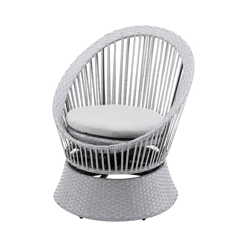 Fauteuil argenté gris avec base en fer, polyvalent pour l'intérieur et l'extérieur Hauteur, intérieur spacieux