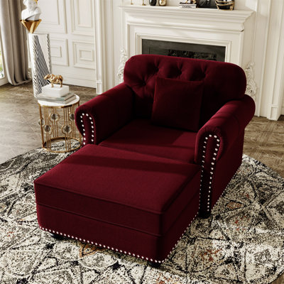 41.3"Upholstered Velvet Sofa With Nailhead Trim And Rolled Armrests,Mid-Century Modern Chesterfield Sofa With Button  Tufted,Includes 1 Pillows
