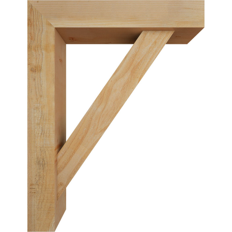 Traditional Block Bracket w/ Offset Brace, 34 x 26, 6"W Douglas Fir (Rough Sawn)