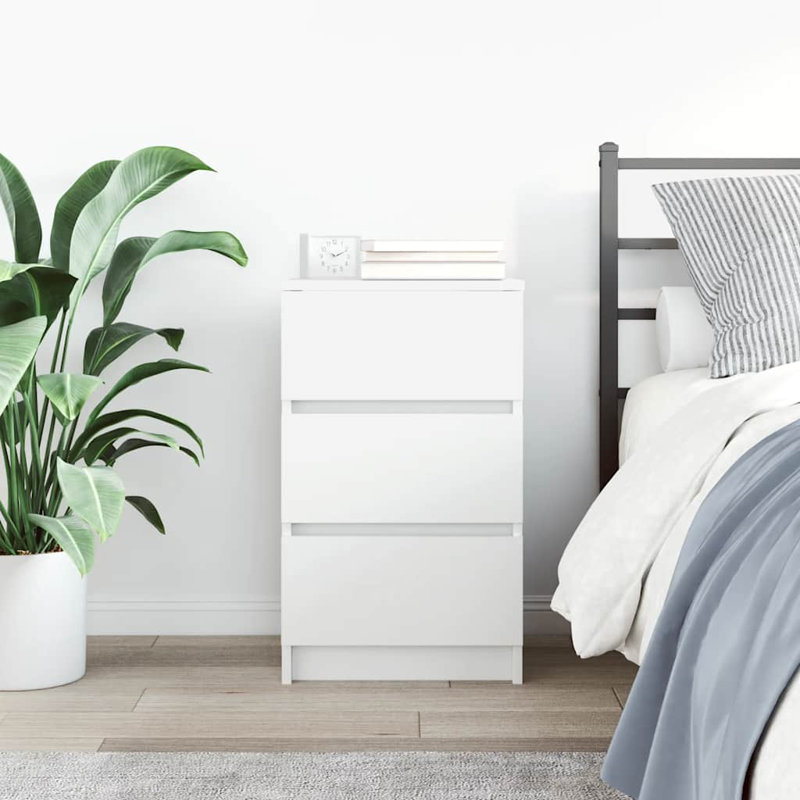 Bedside Cabinet With 3 Drawers 39X35x65 Cm, White
