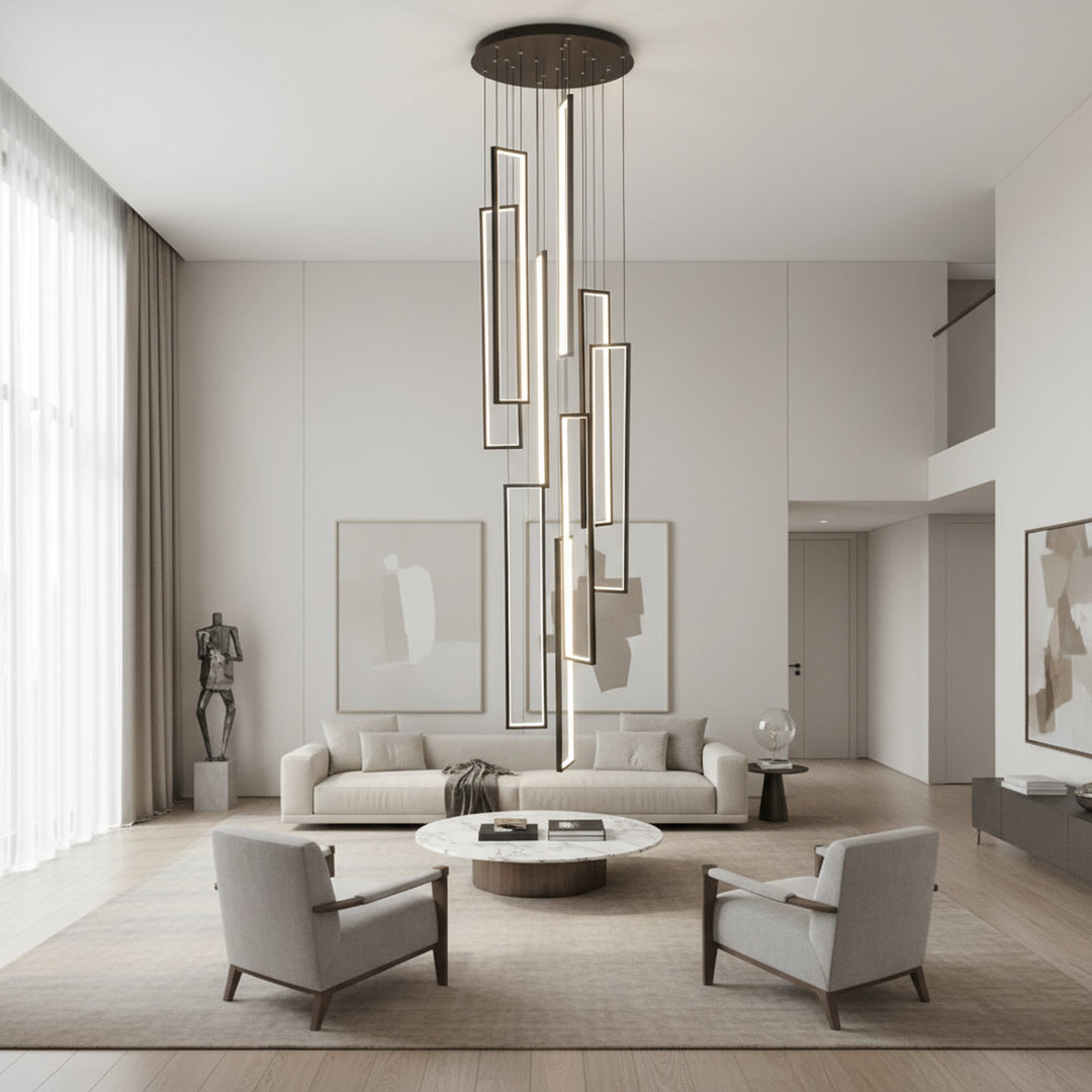 Savea 9 - Light Unique Chandelier Large Long Cluster Pendant for Stairs Hallway with Remote Control Umeiluce