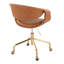 Chaise de travail en métal doré et similicuir brun clair-405929914-405929913