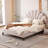 Upholstered Platform Bed With Flower Pattern Velvet Headboard-212649261-212649262