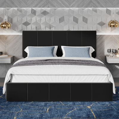 Upholstered Velvet Bed Frame With Adjustable Headboard