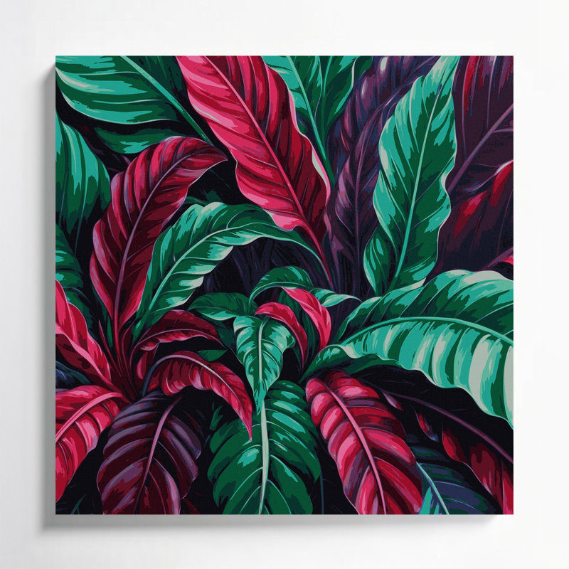 «Hawaiian Ti Plants», art mural sur toile grise, H 12 po x l 12 po